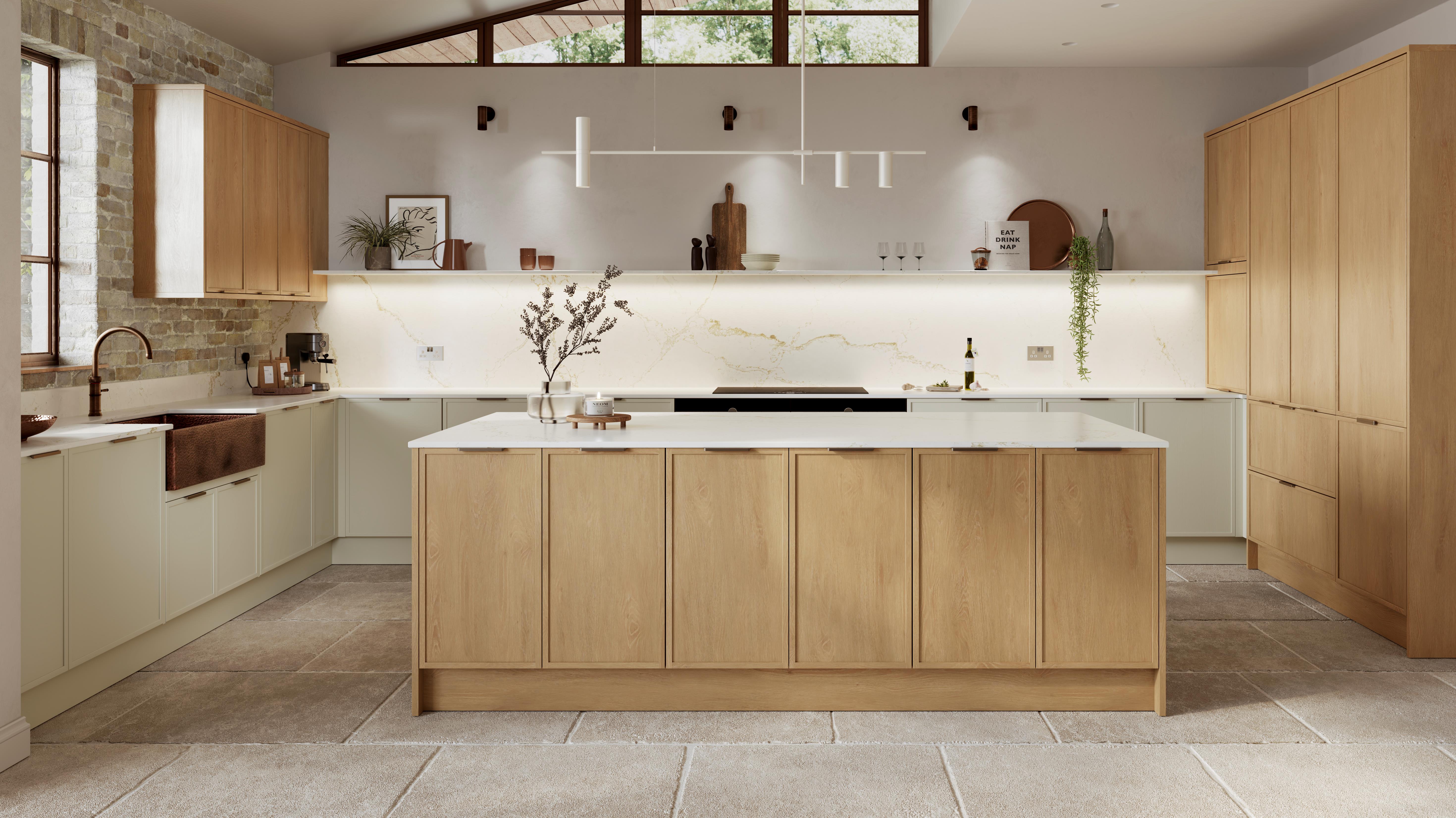 The same kitchen visualised in a chosen style